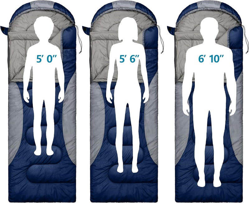 rioyalo 0 Degree Winter Sleeping Bags for Adults Camping (450GSM) - Temp Range (5F–32F) Portable Waterproof Compression Sack- Camping Sleeping Bags for Big and Tall in Env Hoodie: Backpacking Hiking 4 Season - Image 3
